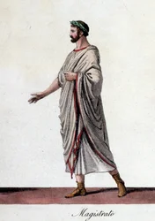 Representación de un magistrado romano. Grabado de principios del siglo XIX