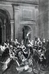 Representación de una escena de exorcismo. Ilustración del siglo XIX