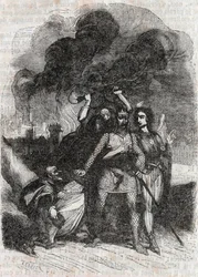 Rodomonte abandona París - grabado de 1851 de 