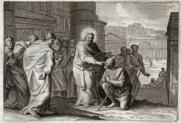 Biblia de Royaumont, Nuevo Testamento: El ciego. Jesucristo cura milagrosamente al ciego. Ilustración de 1811.