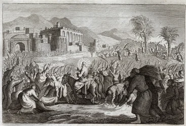 Biblia de Royaumont, Nuevo Testamento: Triunfo de Jesucristo. Entrada de Jesús en Jerusalén. Ilustración de 1811.