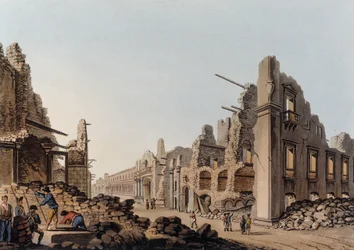 Ruinas causadas por el terremoto en Mesina en 1783. En “Vistas en los dominios otomanos, en Europa, en Asia y algunas de las islas del Mediterráneo”