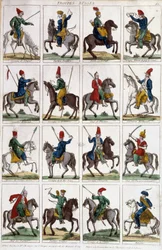 Jinetes del ejército ruso - grabado