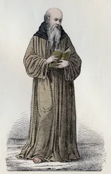 SAN BUENAVENTURA (1221-1274) cardenal franciscano italiano, teólogo y filósofo - Retrato de San Buenaventura (Giovanni da Fidanza o Buenaventura de Bagnorea, circa 1220-1274), teólogo, Doctor de la Iglesia (Doctor Seráfico). Grabado del siglo XIX