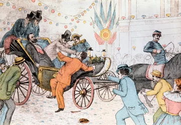 Sadi Carnot asesinado por Sante Jeronimo Caserio, un anarquista italiano, 25 de junio de 1894 (grabado)