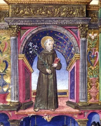 San Antonio de Padua. Manuscrito del siglo XV. Biblioteca Nacional Braidense, Milán.