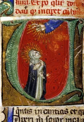 Santa Catalina de Siena (1347 - 1380), miniatura del siglo XV. Biblioteca Nazionale Braidense, Milán