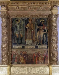 Altar de San Clair o San Roque: San Roque y el Botón de la Peste y San Jorge a la moda de Enrique III - Iglesia de Nuestra Señora de la Asunción de Rognes