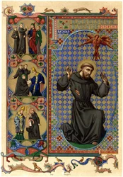 San Francisco de Asís recibiendo un estigma. principios del siglo XX (cromo)