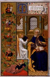 San Mateo escribiendo el Evangelio. s.f. siglo XIX