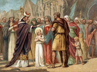 Santa Genoveva, patrona de París con San Germán de Auxerre