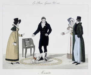 Saltimbanqui: Munito, perro científico - en "El Buen Género", principios del siglo XIX