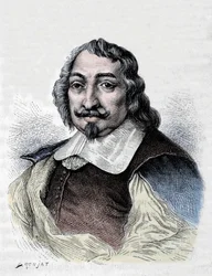 Samuel de Champlain, explorador y colonizador francés (1567-1635). Colonizador de Canadá. Grabado de 1830 después de un retrato serio de Moncornet