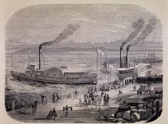 Muelles de San Francisco y barcos de ruedas de paletas (California) - en "Tour du Monde"