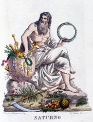 Saturno. En latín Saturnus (corresponde al dios griego Cronos).