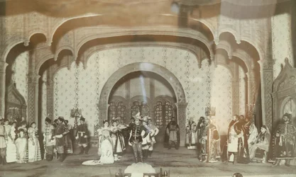 Escena de la pieza de teatro ""le Faux Dmitri"" de Alexandre Nikolaievitch Ostrovski (1823-1926). Teatro Maly de Moscou. Photographie, annees 1870. The State Central A. Bakhrushin Theatre Museum, Moscú Escena de la obra de teatro ""False Dmitriy"" de Ale