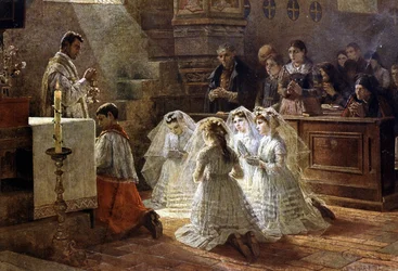 Escena de comunión en el siglo XIX