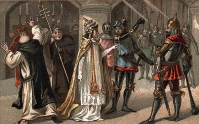 Sciarra Colonna abofeteando al Papa Bonifacio VIII en la cara