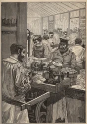 Espuma de mar: fabricación de pipas de espuma de mar. Grabado de 1885 en “Les arts et métiers illustrés” de Adolphe Bitard.