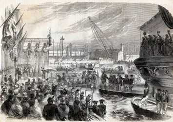 Segunda Guerra de Independencia Italiana, Campaña Italiana de 1859: Napoleón III (1808-1873) en el Puerto de Génova 12/05/1859 - Llegada de los franceses a Génova, 12 de mayo