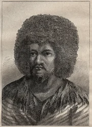 Segundo viaje (1772-1775) del Capitán James Cook (1728-1779): retrato de O-Too (O Too), Rey de Tahití - ilustración tomada de "Los Grandes Navegantes del siglo XVIII"