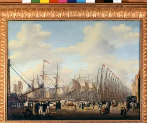 Flota secreta de Napoleón I a Flushing (puerto holandés) para el intento de invasión de Inglaterra. Principios del siglo XIX. Ámsterdam, Museo Marítimo