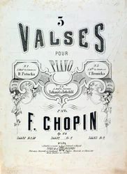 Partitura para 3 valses para piano op. 64, de Frederic Chopin (frontispicio)