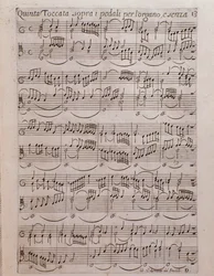 Página de partitura del Segundo libro de toccatas de Girolamo Frescobaldi