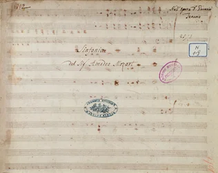Página de partitura de la sinfonía de Don Giovanni, ópera de Mozart (1812)