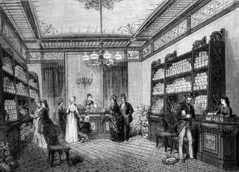 Tienda de la Compagnie Moka Zanzibar, cafetería en París.