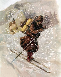 Esquiador de nieve. Cromo