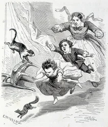 Sophie y la ardilla - en “Las desventuras de Sophie” por la Condesa de Ségur, Hachette