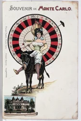 Tarjeta postal de recuerdo de Monte Carlo, finales del siglo XIX