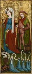Santa Catalina y San Vito con Anna von Freiberg y sus hijas, circa 1450