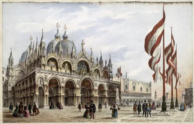 Basílica de San Marcos - en “Álbum de las principales vistas de Venecia”, ill. por Marco Moro, ed. Gio Brizeghel, c.1840