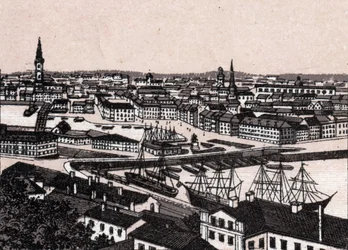 Estocolmo, Suecia: vista de la ciudad (Vista General). en "El mundo ilustra 168 vistas" Sin fecha (finales del siglo XIX)