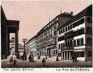 Stuttgart, Alemania: vista de la Calle del Castillo. En "El Mundo Ilustrado 168 vistas". Sin fecha (finales del siglo XIX).