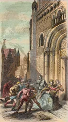 La revuelta de Namur en 1256. Grabado de 1868 en “Histoire de Belgique desde los tiempos primitivos hasta el final del reinado de Leopoldo I” de Théodore Juste (1818-1888). Colección privada.