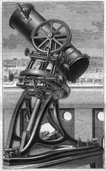 Telescopio del Observatorio Popular del Trocadero en París. Grabado en “La Nature”