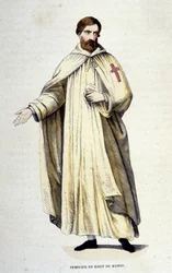 Templario en traje de casa grabado siglo XIX