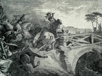 La Batalla de Garigliano (Garellano) entre franceses y españoles durante la Tercera Guerra Italiana, 29 de diciembre de 1503: Gonzalo Fernández de Córdoba llamado El Gran Capitán