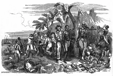 El comercio negro. Grabado del siglo XIX