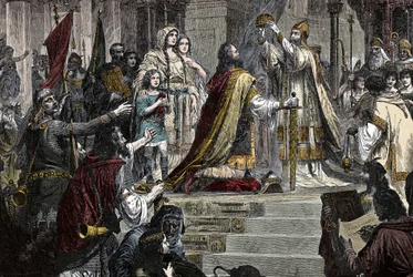 La coronación de Carlomagno (742-814) en el año 800 por el papa León III
