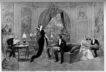 El Conde de Riverolles, Francine, Stanislas de Grandredon, Therese Smith y Henri de Simeux, personajes de la obra 