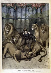 La condesa de X... y sus leones en el espectáculo de las Folies Bergère en París. En Le petit Journal, el 19/05/1895