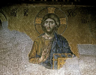 La Deesis. Detalle de Cristo, mediados del siglo XII (mosaico)