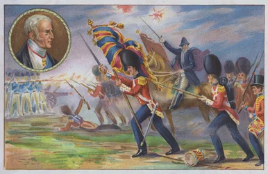 El duque de Wellington al mando del ejército británico en la batalla de Waterloo