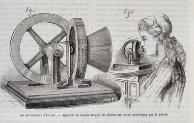 El fonómetro de Edison - dispositivo mediante el cual se obtiene un trabajo mecánico por el habla en "Nature" 1878