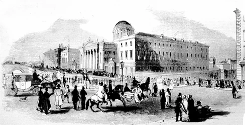 Los Cuatro Tribunales. Dublín. Grabado del siglo XIX.