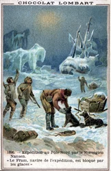 El Fram, barco del explorador noruego Fridtjof Nansen, atrapado en el hielo del Océano Ártico en 1896